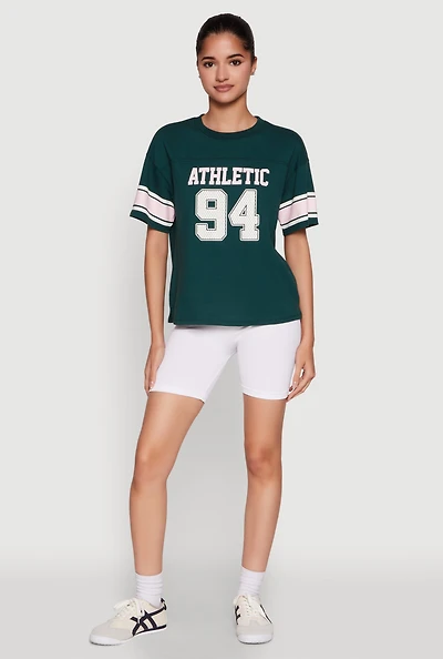Womens Almost Famous Graphic Varsity T Shirt, S