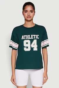 Womens Almost Famous Graphic Varsity T Shirt, S