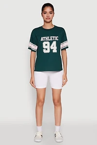 Womens Almost Famous Graphic Varsity T Shirt, S