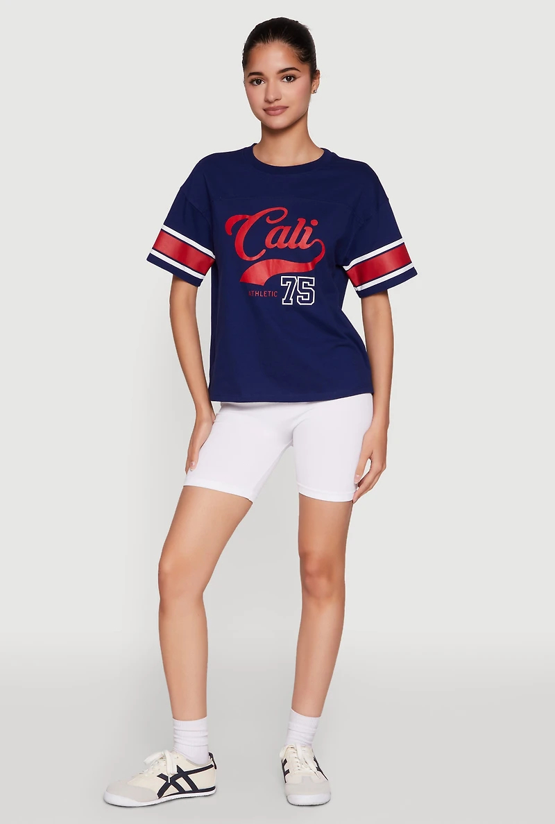 Womens Almost Famous Graphic Varsity T Shirt,