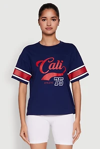 Womens Almost Famous Graphic Varsity T Shirt,