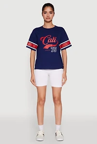 Womens Almost Famous Graphic Varsity T Shirt,