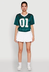 Womens Almost Famous Graphic Jersey Mesh Crop Top,