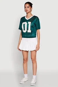 Womens Almost Famous Graphic Jersey Mesh Crop Top,