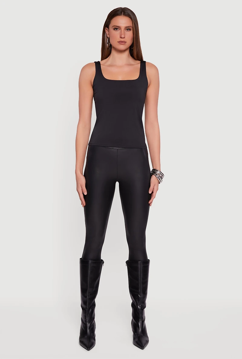 Solid Square Neck Tank Top