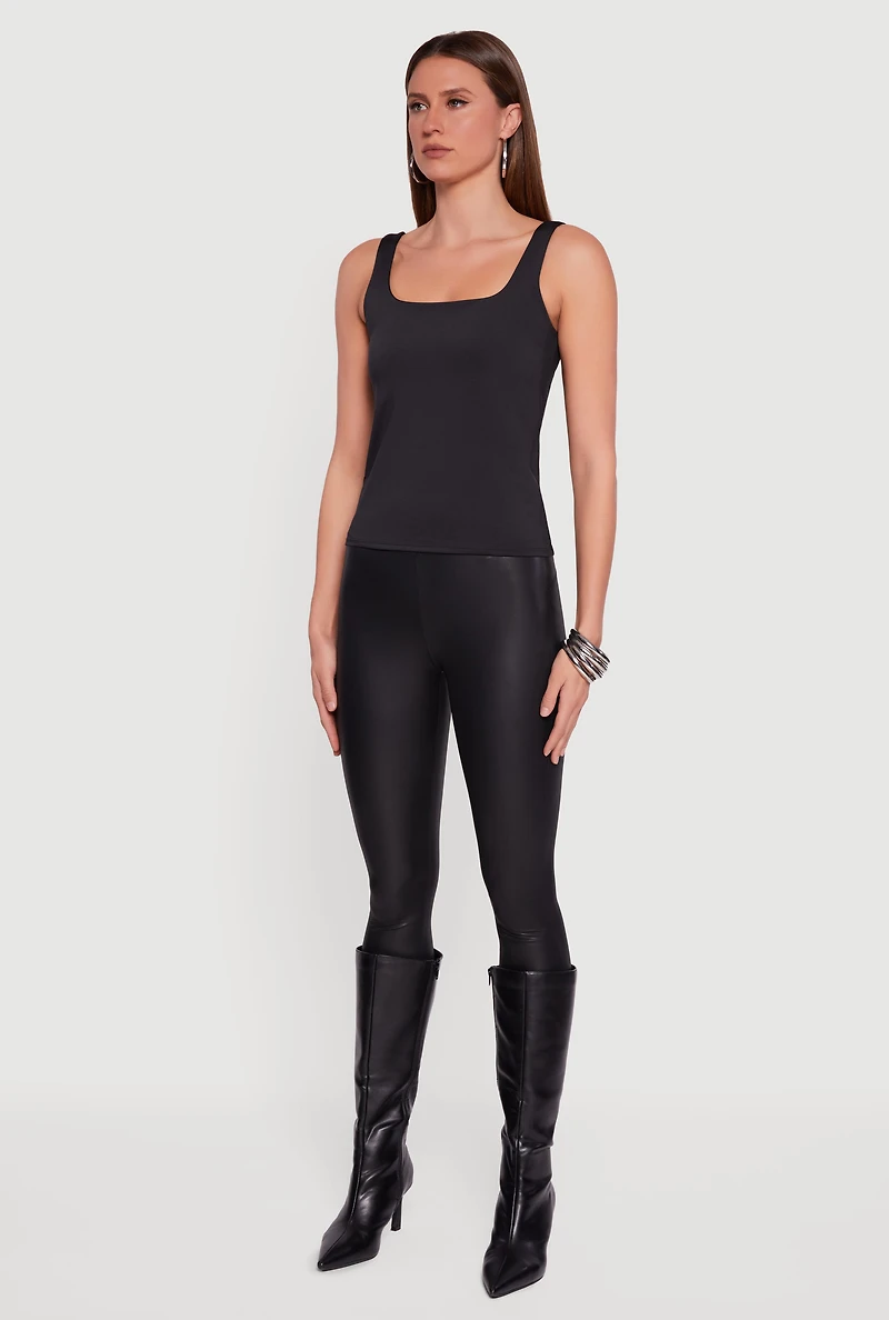 Solid Square Neck Tank Top