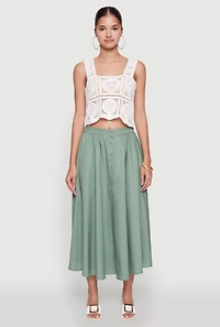 Womens Chic Crochet Cropped Tank Top, White, Size L