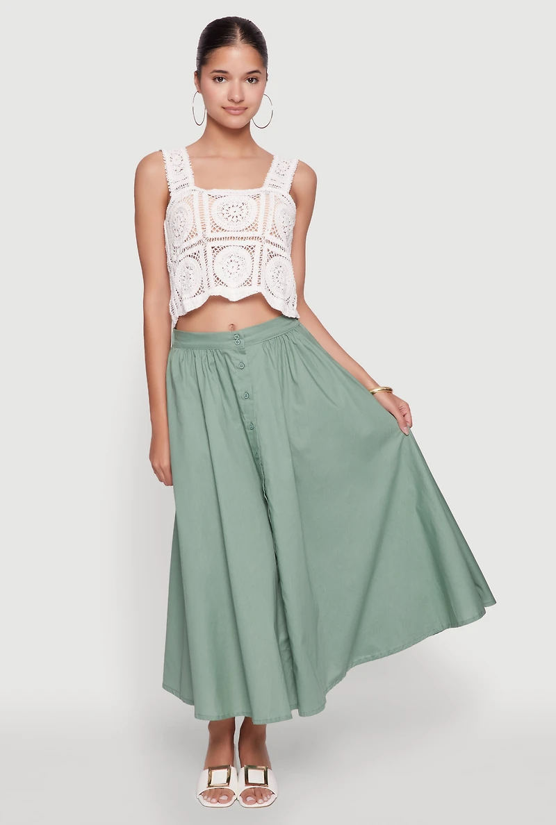 Womens Chic Crochet Cropped Tank Top, White, Size S