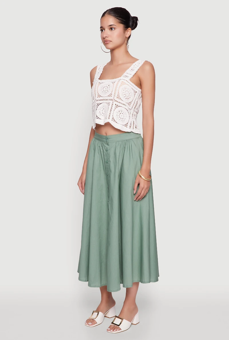 Womens Chic Crochet Cropped Tank Top, White, Size L
