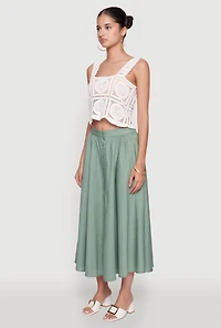 Womens Chic Crochet Cropped Tank Top, White, Size S