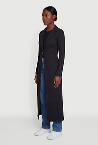 Crepe Knit One Button Collared Long Jacket