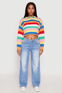 Daisy Striped Cropped Hooded Sweater