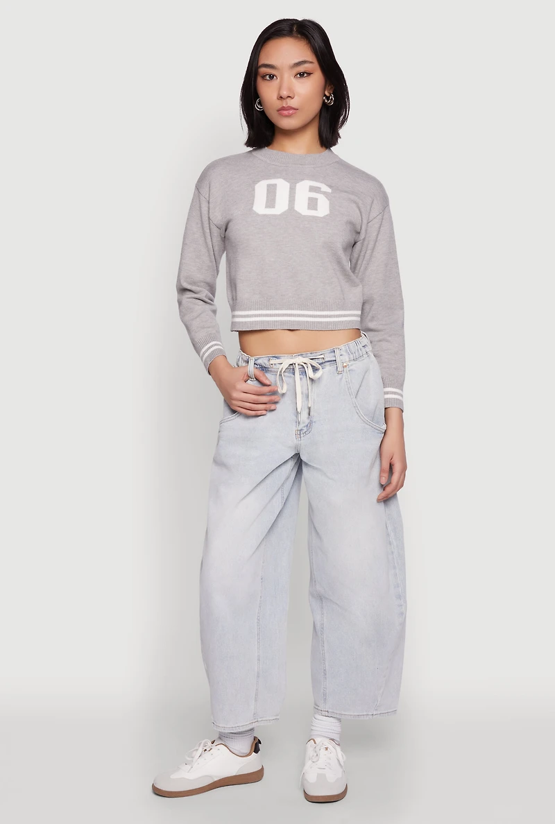 Womens 06 Cropped Sweater, Grey, Size S