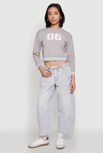 Womens 06 Cropped Sweater, Grey, Size S