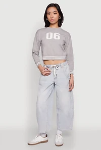 Womens 06 Cropped Sweater, Grey, Size S