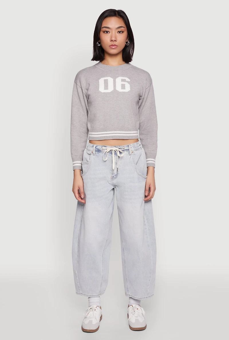 Womens 06 Cropped Sweater, Grey, Size S