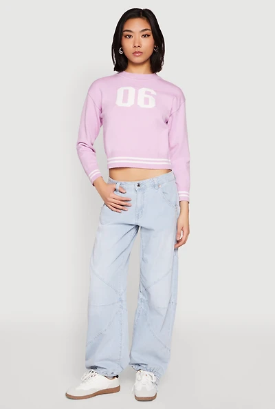 Womens 06 Cropped Sweater, Purple,