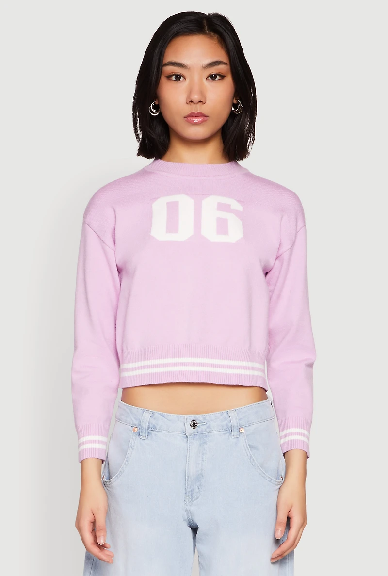 Womens 06 Cropped Sweater, Purple,