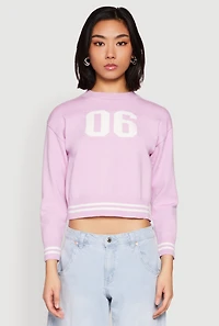 Womens 06 Cropped Sweater, Purple,