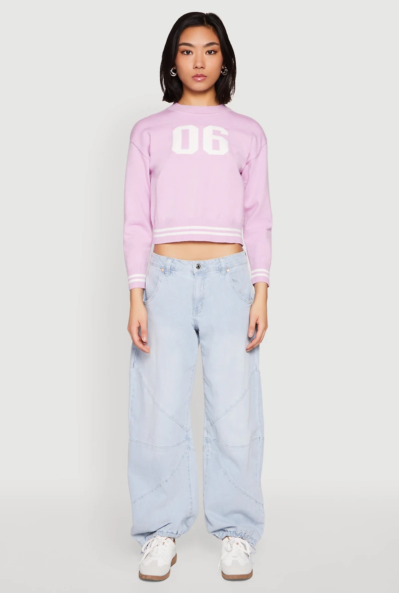 Womens 06 Cropped Sweater, Purple,