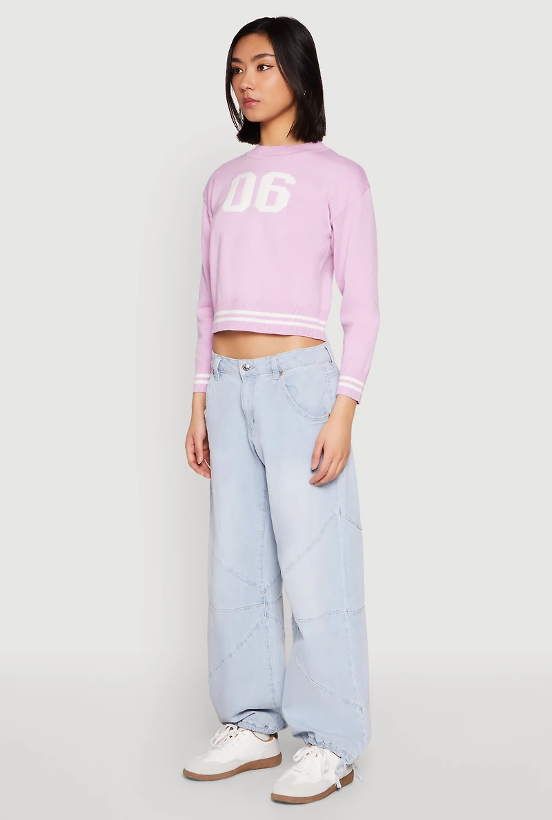 Womens 06 Cropped Sweater, Purple,
