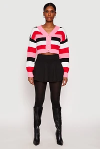 Daisy Striped Cropped Cardigan