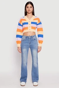 Daisy Striped Cropped Cardigan