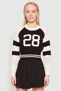 Womens Daisy 28 Varsity Stripe Graphic Sweater,