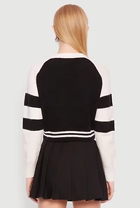 Womens Daisy 28 Varsity Stripe Graphic Sweater,