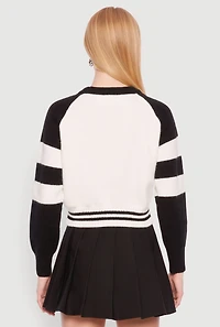 Daisy 28 Varsity Stripe Graphic Sweater