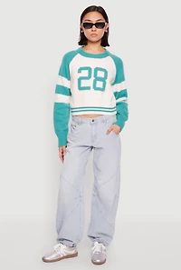 Womens Daisy 28 Varsity Stripe Graphic Sweater,