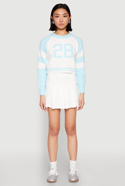 Womens Daisy 28 Varsity Stripe Graphic Sweater,