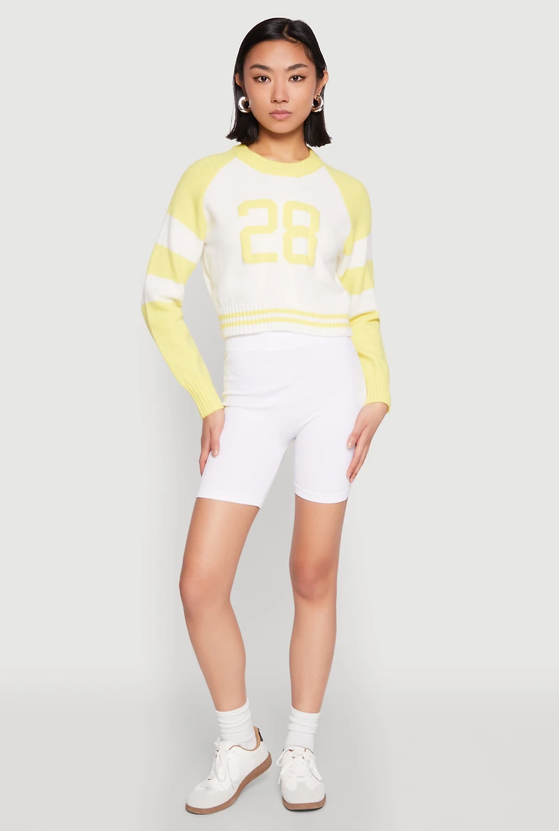 Daisy 28 Varsity Stripe Graphic Sweater