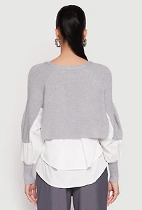 Womens Daisy Asymmetrical Knit Layered Look Top,