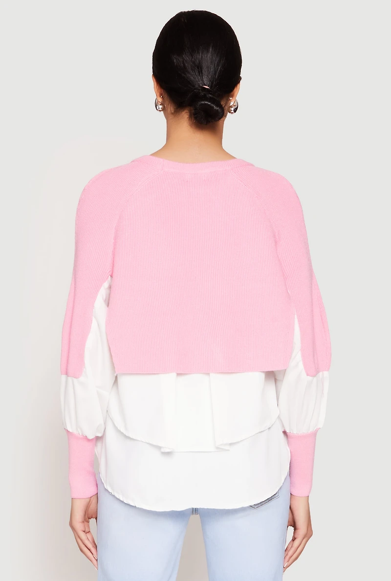 Womens Daisy Asymmetrical Knit Layered Look Top, Pink, Size S