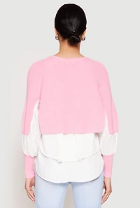 Womens Daisy Asymmetrical Knit Layered Look Top, Pink, Size S