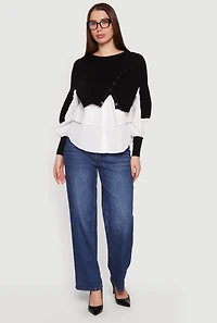Asymmetrical Knit Layered Look Top