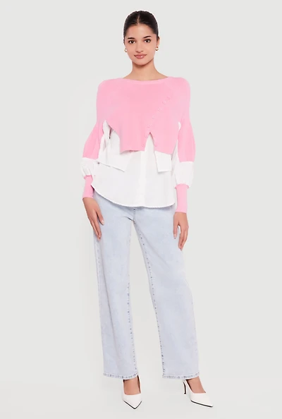 Asymmetrical Knit Layered Look Top