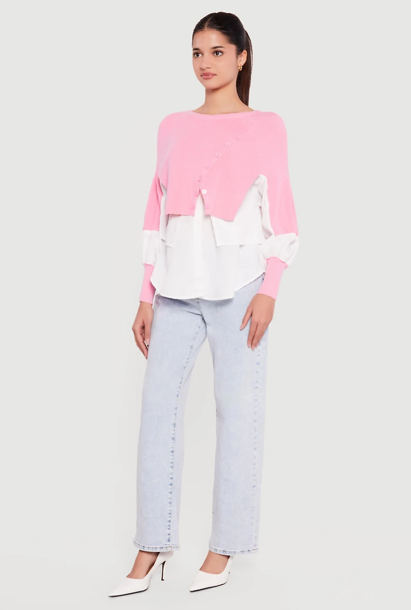 Asymmetrical Knit Layered Look Top