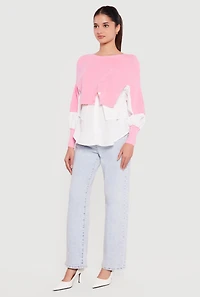 Asymmetrical Knit Layered Look Top