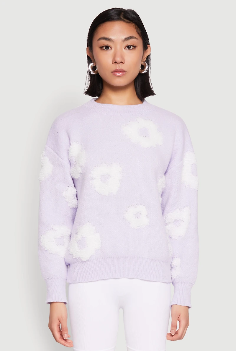 Daisy Flower Tufted Knit Sweater