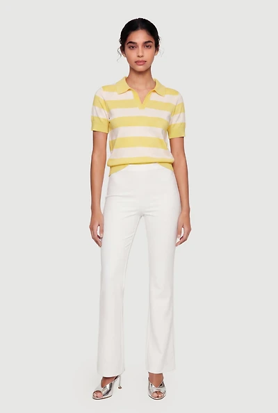 Striped Short Sleeve Polo Sweater