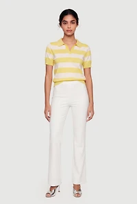 Striped Short Sleeve Polo Sweater