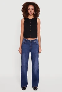 Womens Metallic Button Front Cropped Blazer Vest, Black,