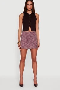 Metallic Button Front Cropped Vest