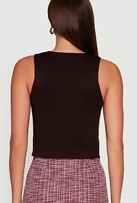 Metallic Button Front Cropped Vest