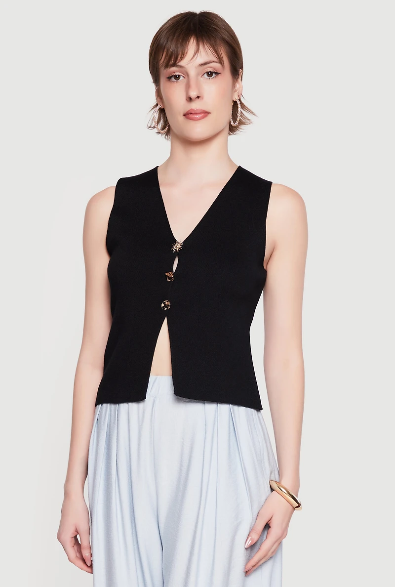 Assorted Metallic Button Front Vest