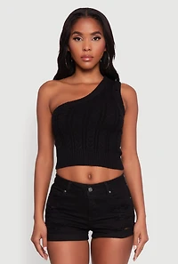 Womens Haute Monde Stylish One Shoulder Crop Top, S