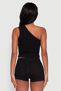 Womens Haute Monde Stylish One Shoulder Crop Top, S