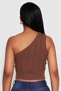 Womens Haute Monde Stylish One Shoulder Crop Top, Brown, Size S